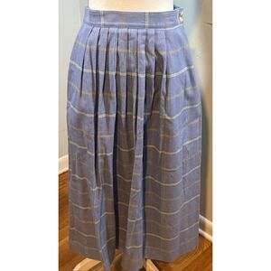 Vintage Segrets Sunprints Periwinkle Plaid Cotton Midi Skirt M Cottagecore‎ USA